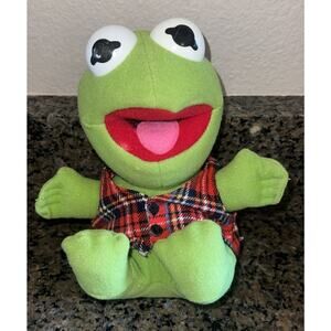 Vintage 1987 Baby Kermit The Frog 7" Plush Toy Jim Henson Muppet Babies Stuffed